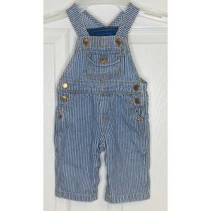 Genuine Kids Oshkosh From Target Overall Bibs Size 6m Stripe Denim Snap Sides